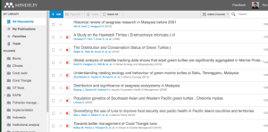 Screenshot of my Mendeley online library.
